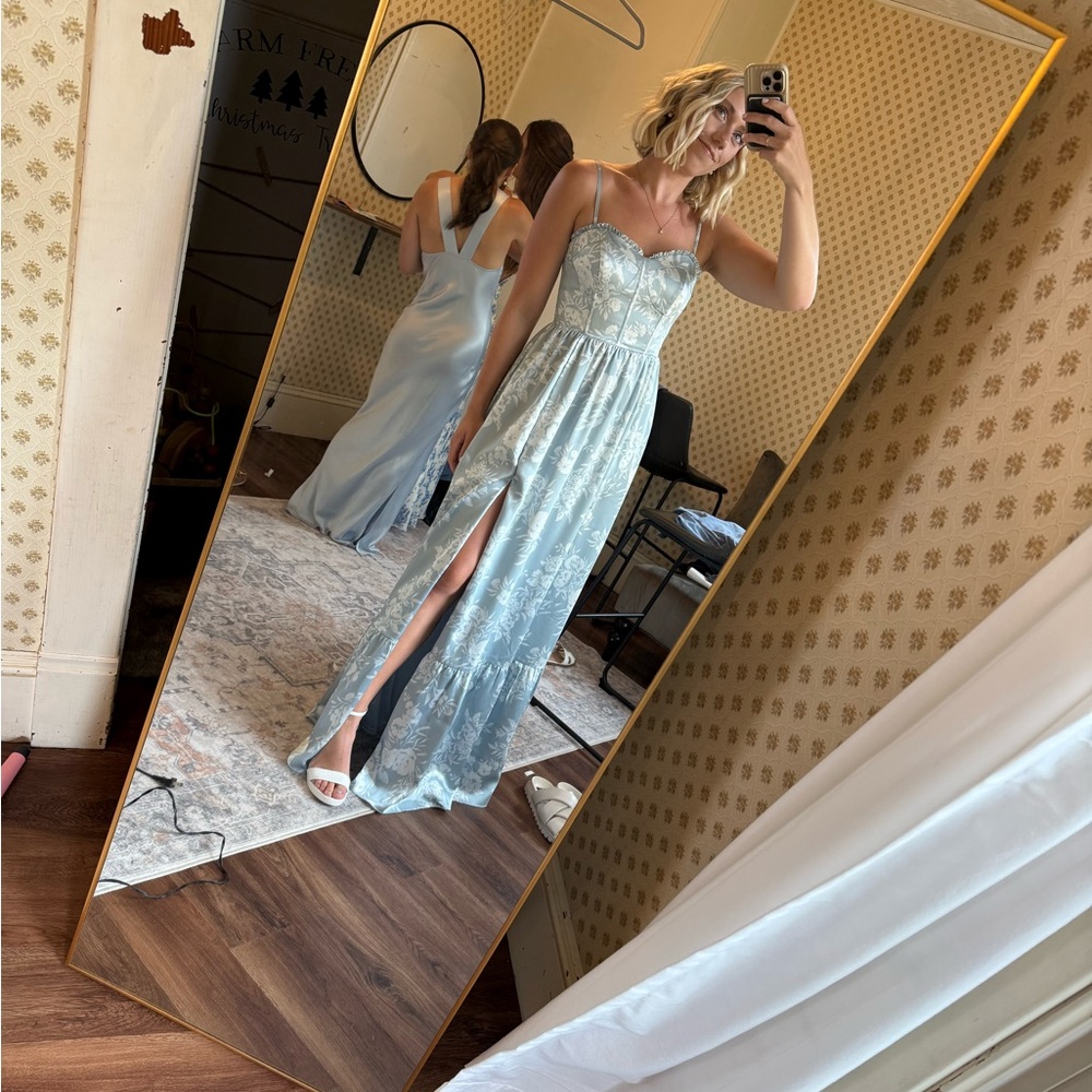 Revelry Valentina Satin Floral Print Dress